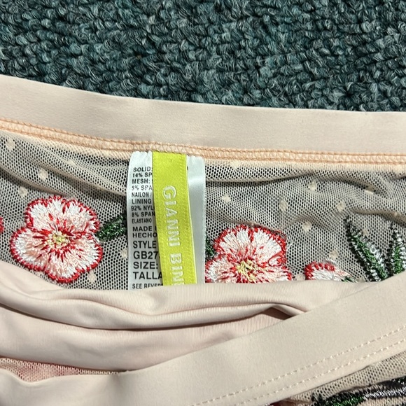 GIANNI BINI mesh floral lingerie inspired bikini set pale pink swim medium M - Picture 5 of 11